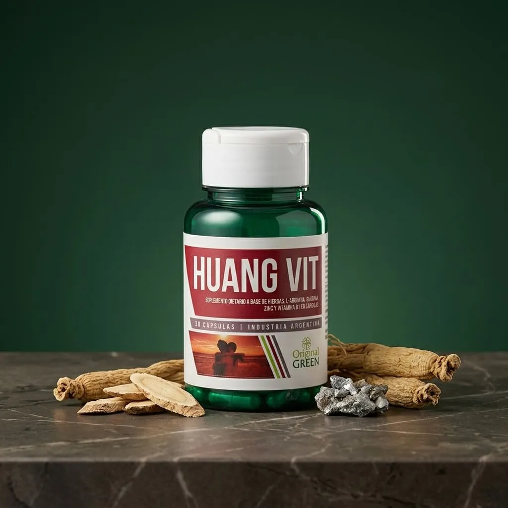 Huang Vit - Suplemento natural masculino de Original Green, frasco de 30 capsulas con ingredientes naturales